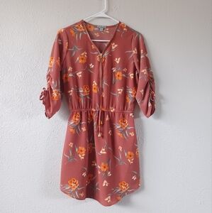 J for Justify Floral Mini Dress - Orange and Brown